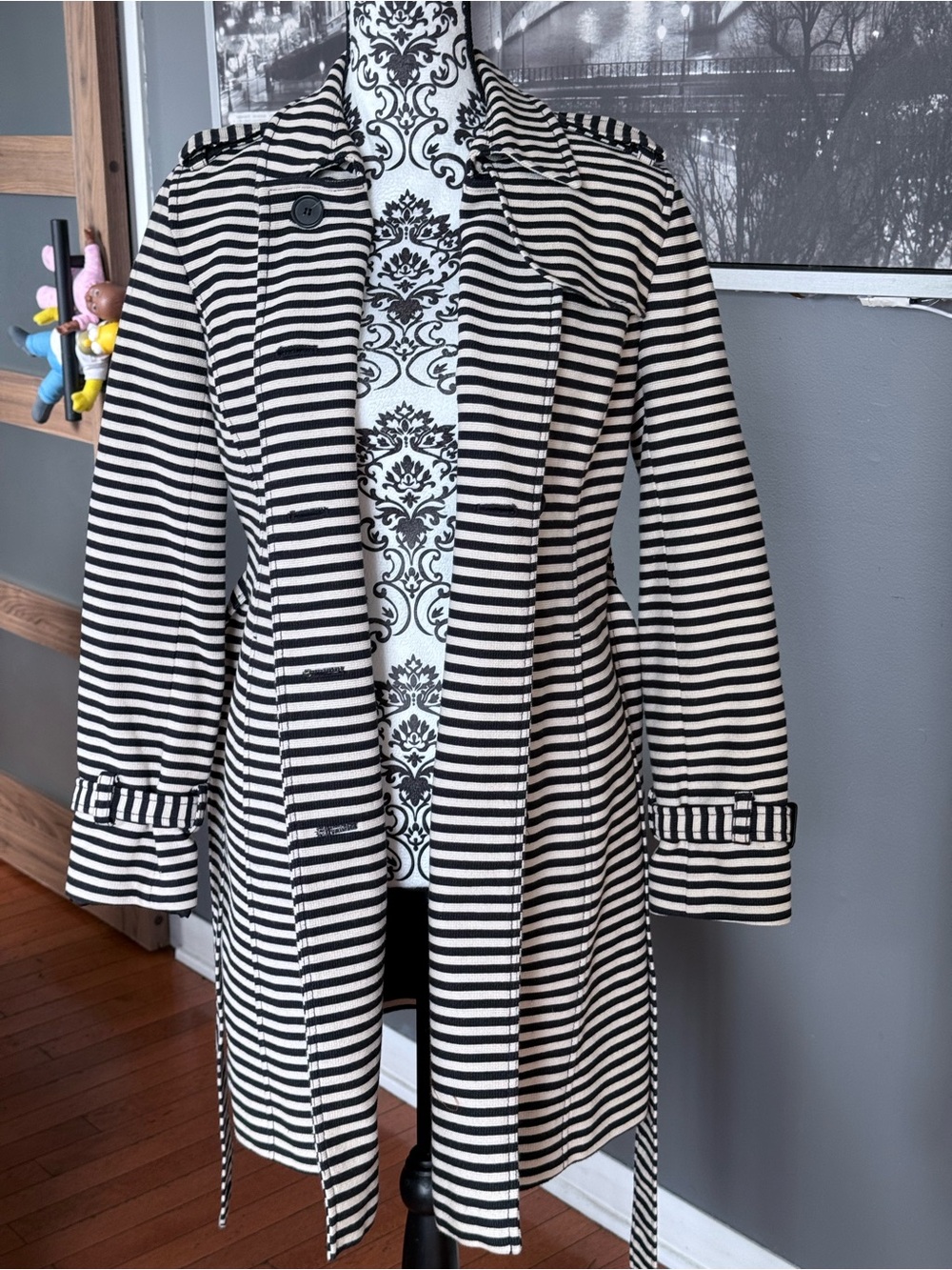 LOFT Black and White Striped Top